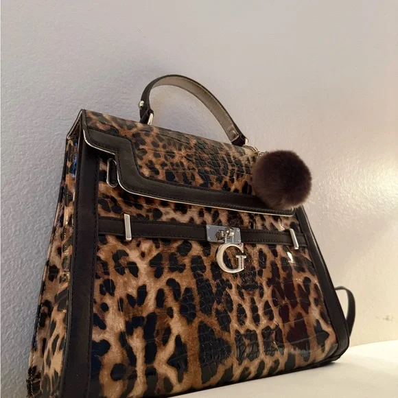 Guess Brown and Black Satchel with Gold Hardware - Picture 2 of 3